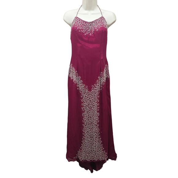 VTG Annabella Silk Beaded Slip Dress Womens 8 Maxi Corset Fairy Whimsygoth Y2K - Picture 1 of 11